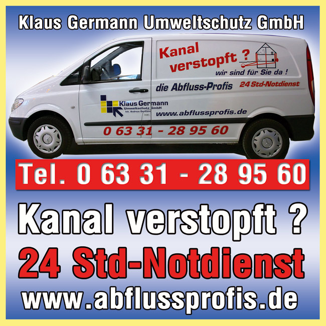 24 Stunden Notdienst für verstopfte Rohre und Kanäle 06331-289560