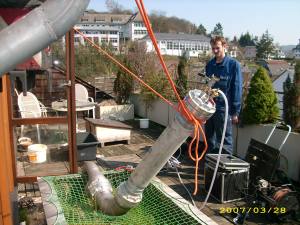 Hausanschlusssanierung auf der Veranda eines Hauses