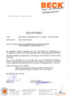 Zertifikat Beck Kanal und Schachtger�te