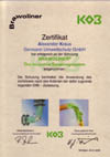 Zertifikat der Firma KOB f�r das Produkt BRAWOLINER