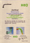 Zertifikat der Firma KOB f�r das Produkt BRAWOLINER
