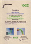 Zertifikat der Firma KOB f�r das Produkt BRAWOLINER
