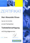 Zertifikat Tankstellenverfugung
