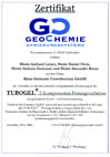 Zertifikat GeoChemie f�r Tubogel 2 Komponenten Flutungsverfahren